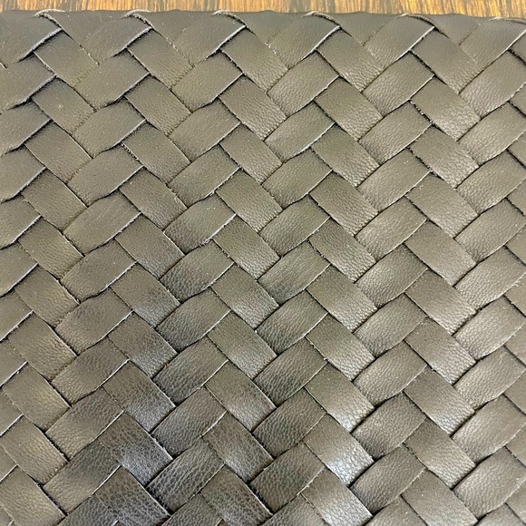 Black Woven Clutch. Flat flap style with hidden magnet closure. NEW- Never used. - Picture 2 of 3